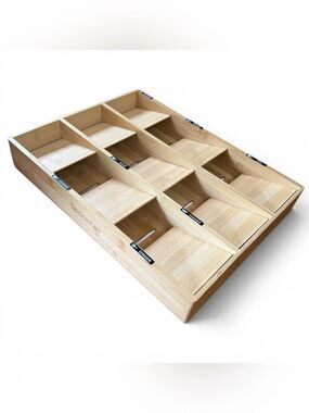 SpaceAid Bamboo Silverware Drawer Storage Organizer with Labels Natural 9 Slots